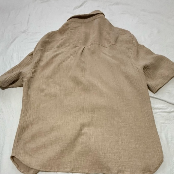 Zara Tan Casual Button Down Shirt Short Sleeve - Picture 2 of 8